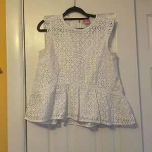 Kate Spade White Eyelet Sleeveless Top